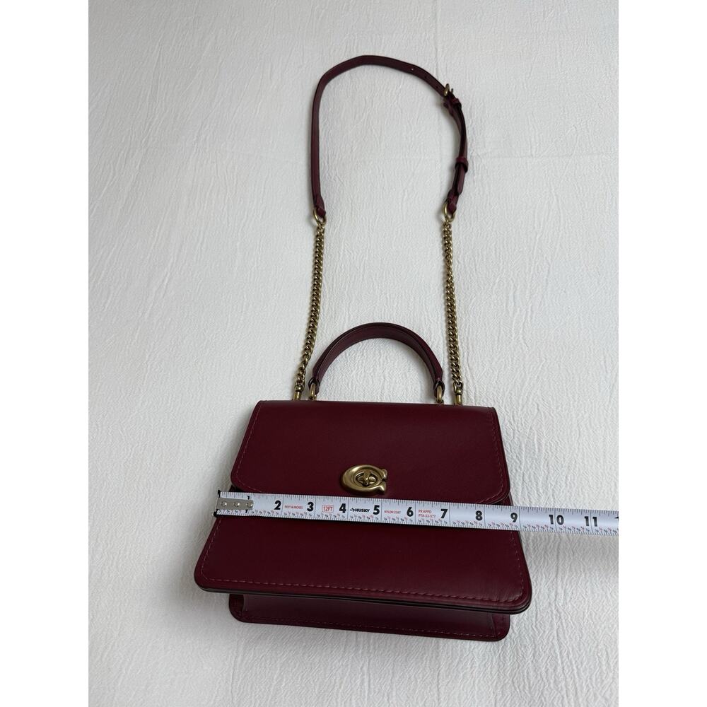 Coach Parker Top Handle Bag, Maroon Red Leather, Crossbody Bag, Satchel - Picture 8 of 11